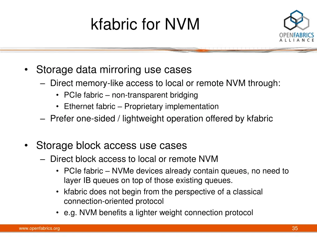 kfabric for nvm