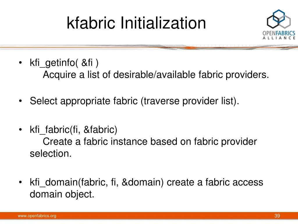 kfabric initialization