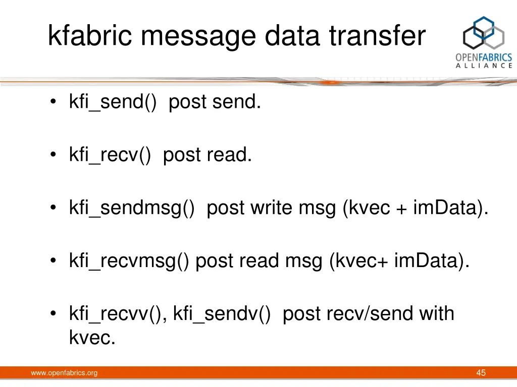 kfabric message data transfer