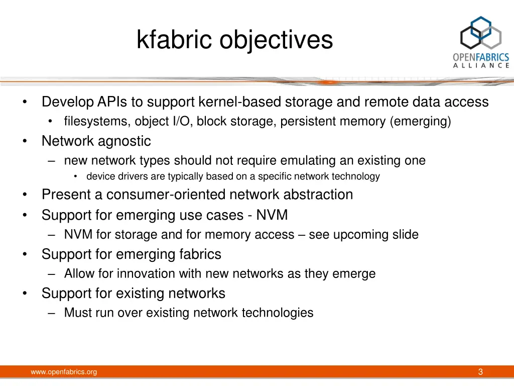 kfabric objectives