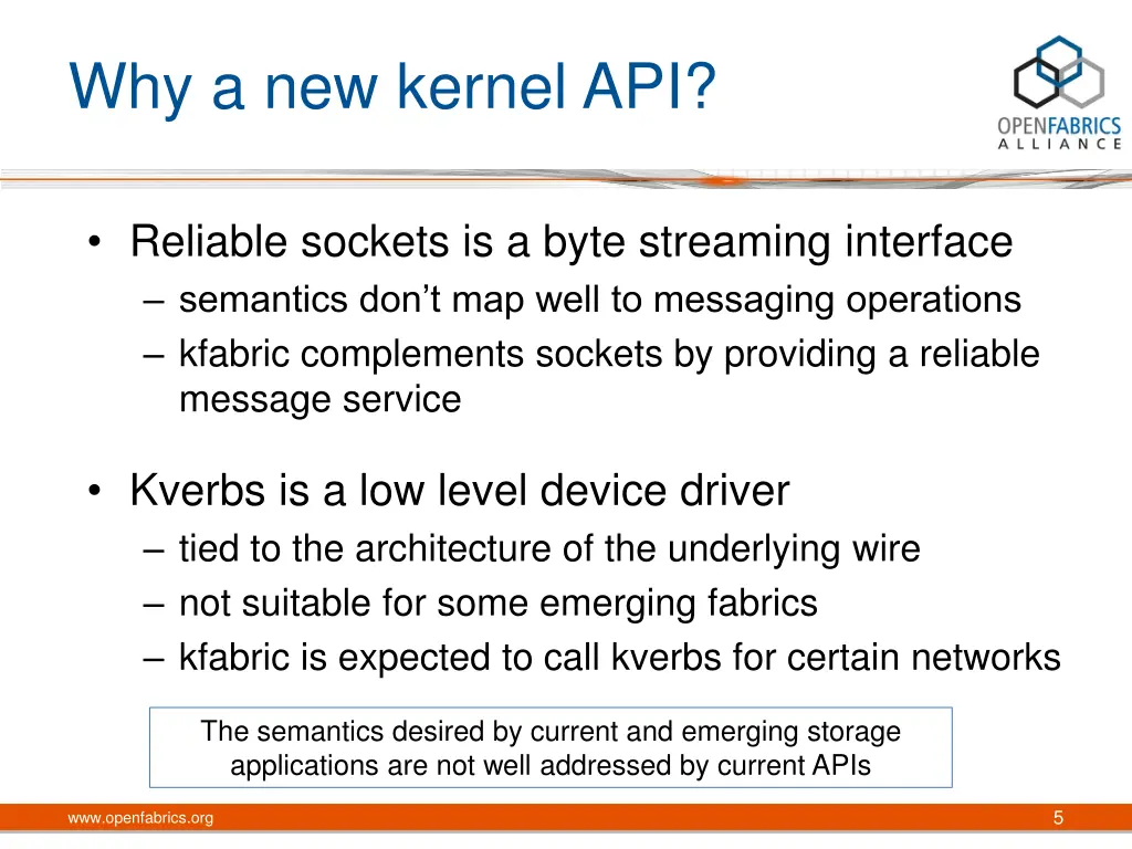 why a new kernel api
