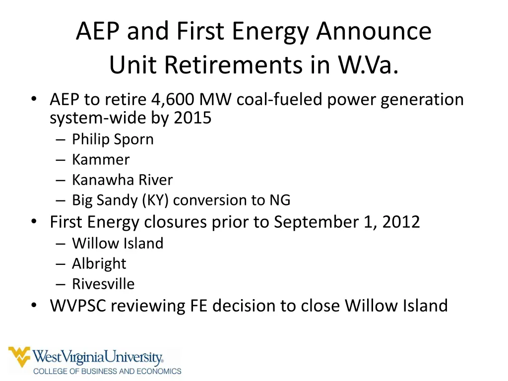 aep and first energy announce unit retirements