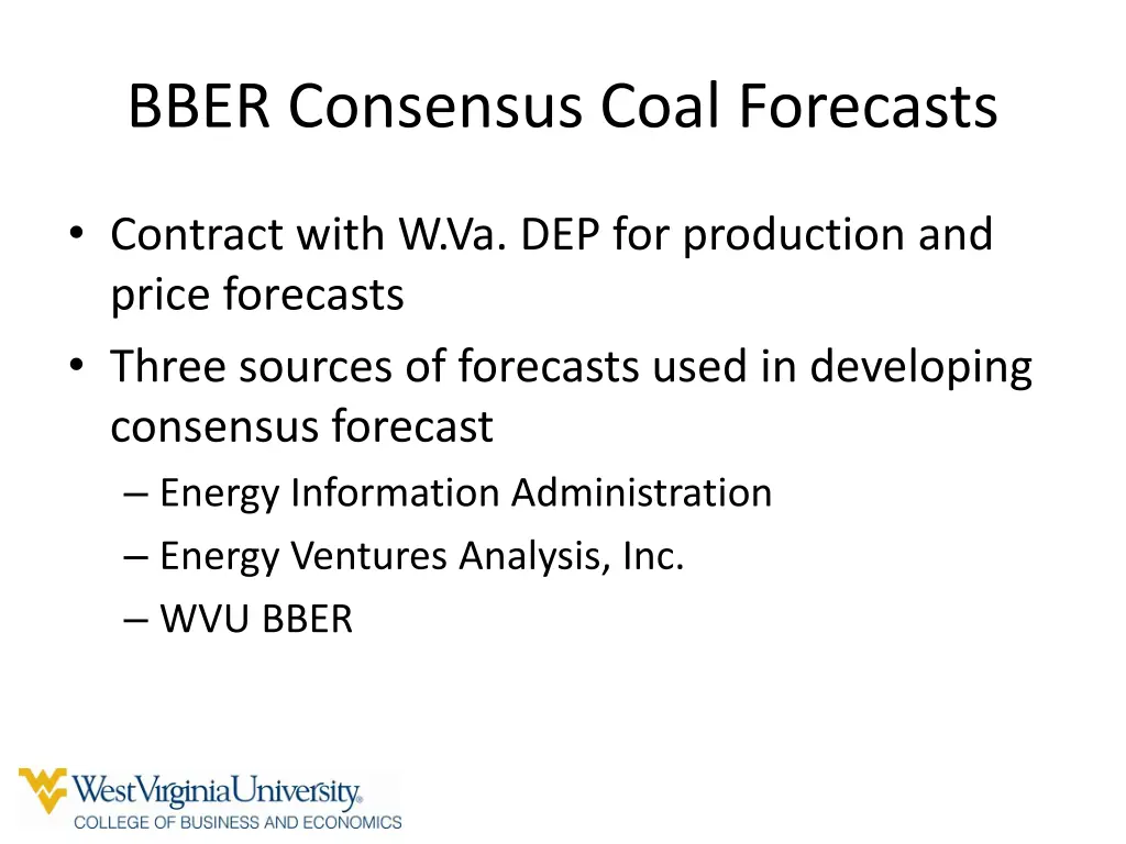 bber consensus coal forecasts