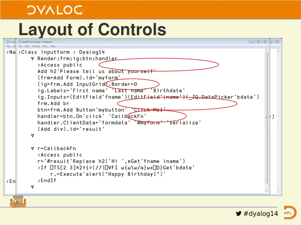 layout of controls