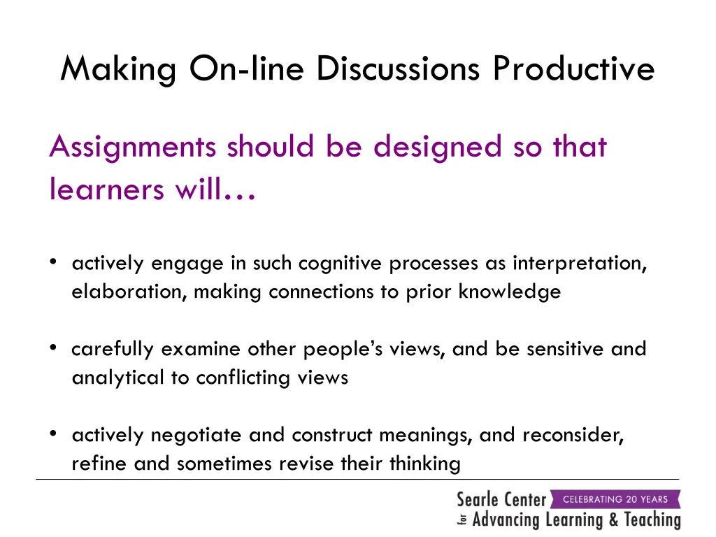 making on line discussions productive