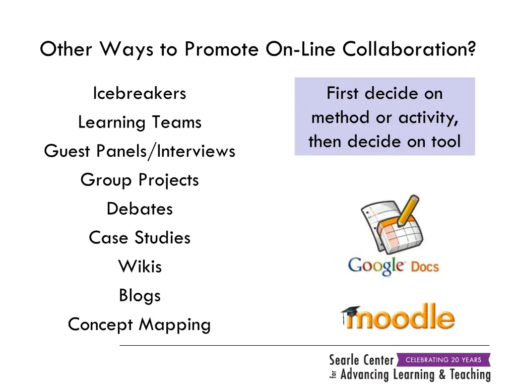 other ways to promote on line collaboration