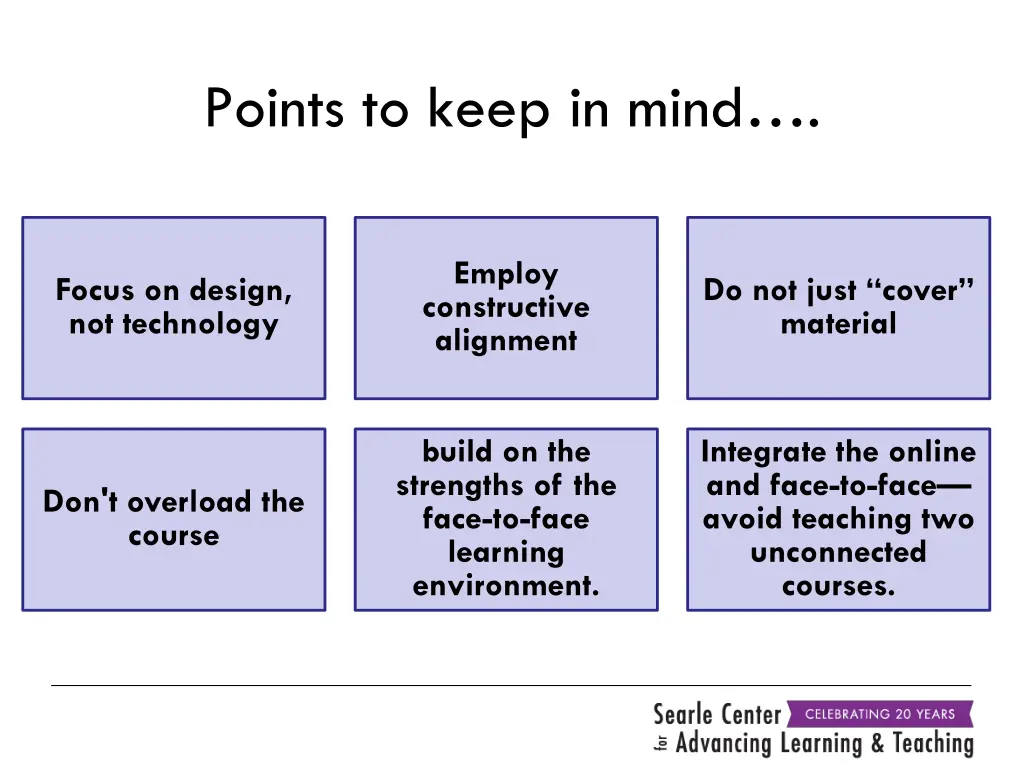 points to keep in mind