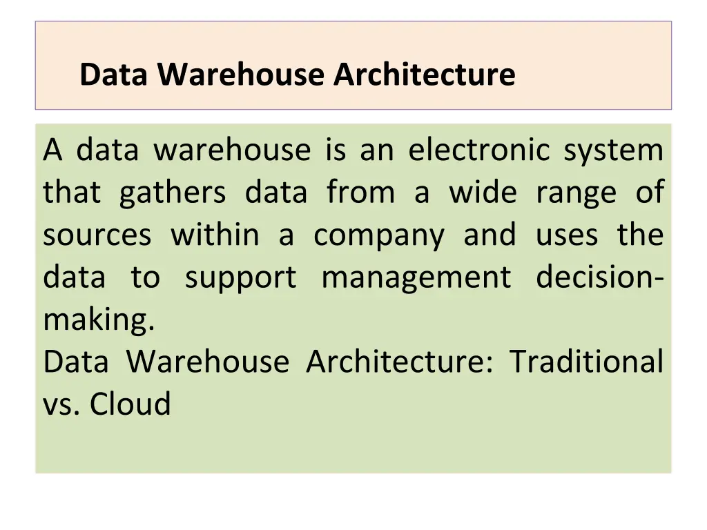 data warehouse architecture