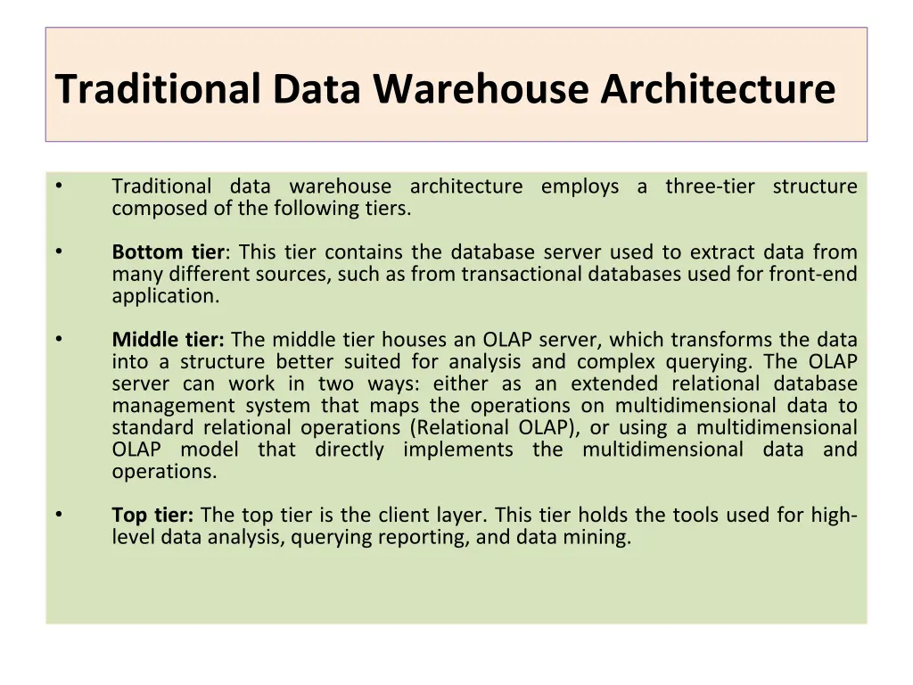 traditional data warehouse architecture