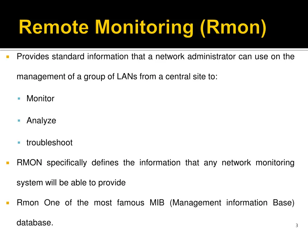 provides standard information that a network
