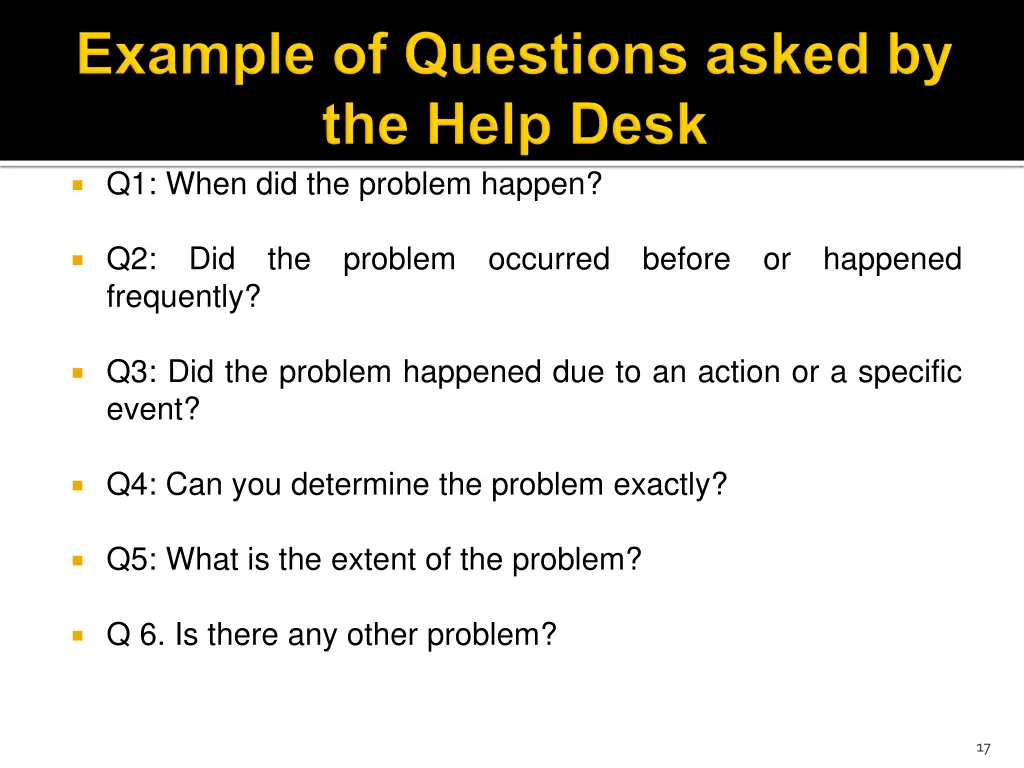 q1 when did the problem happen
