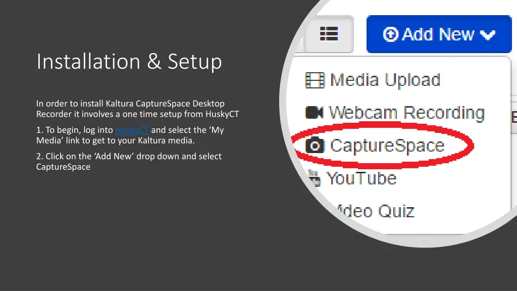 capturespace dropdown