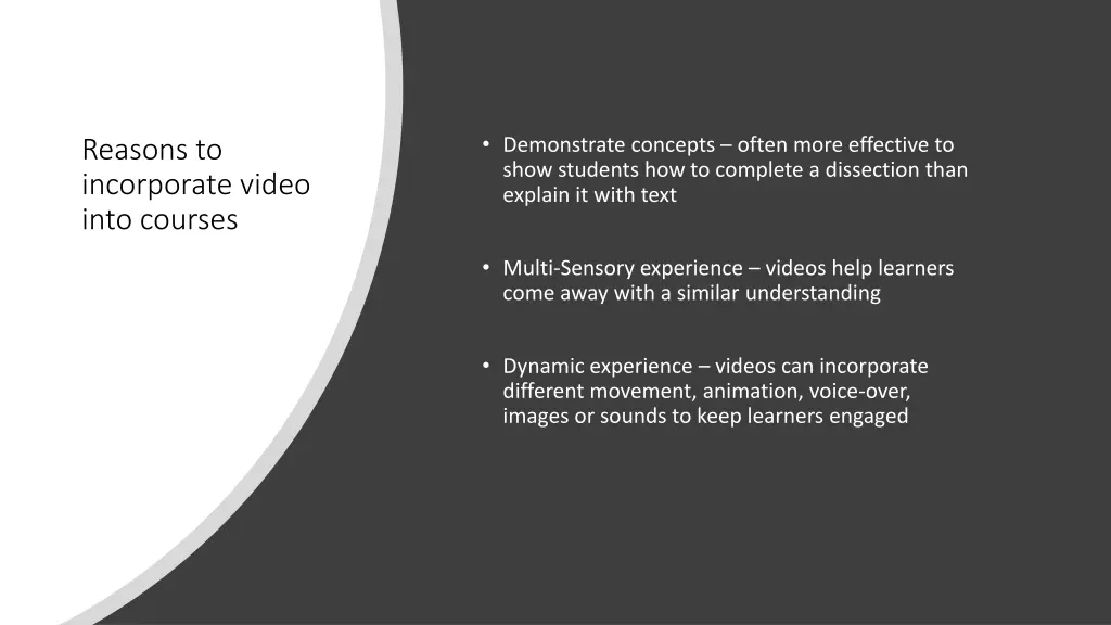 demonstrate concepts often more effective to show