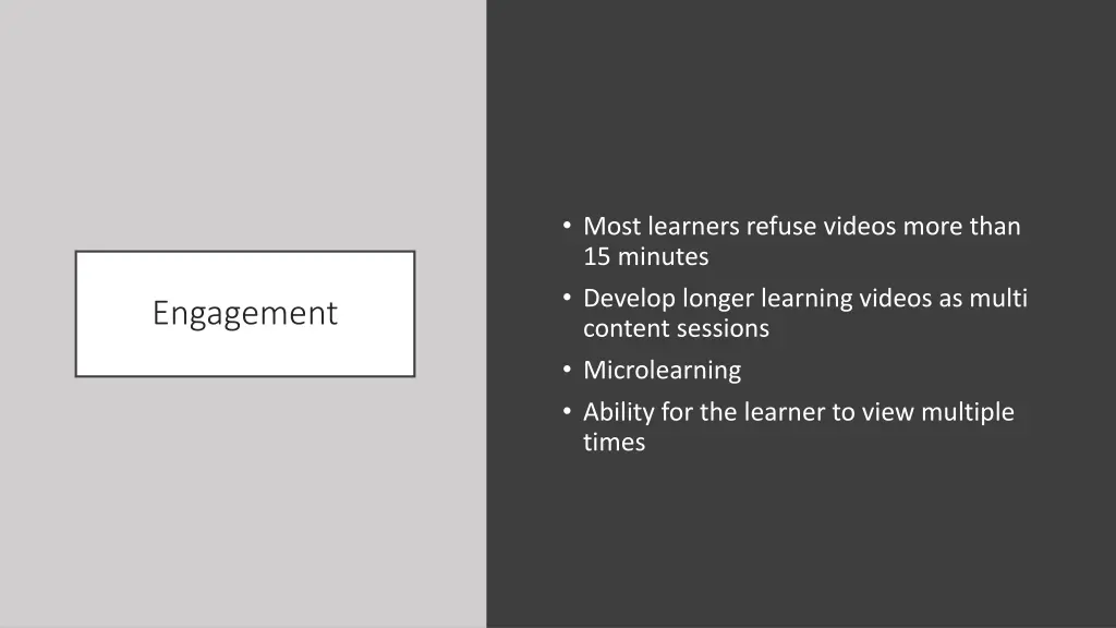 most learners refuse videos more than 15 minutes