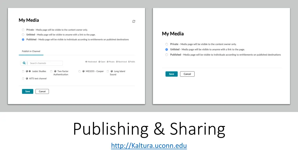 publishing sharing http kaltura uconn edu