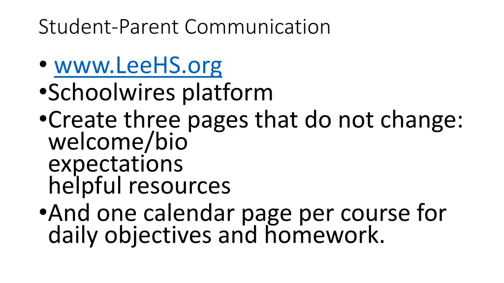 student parent communication www leehs