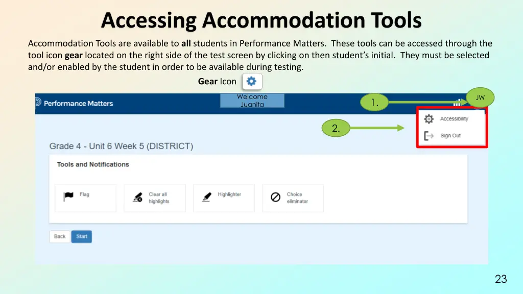 accessing accommodation tools