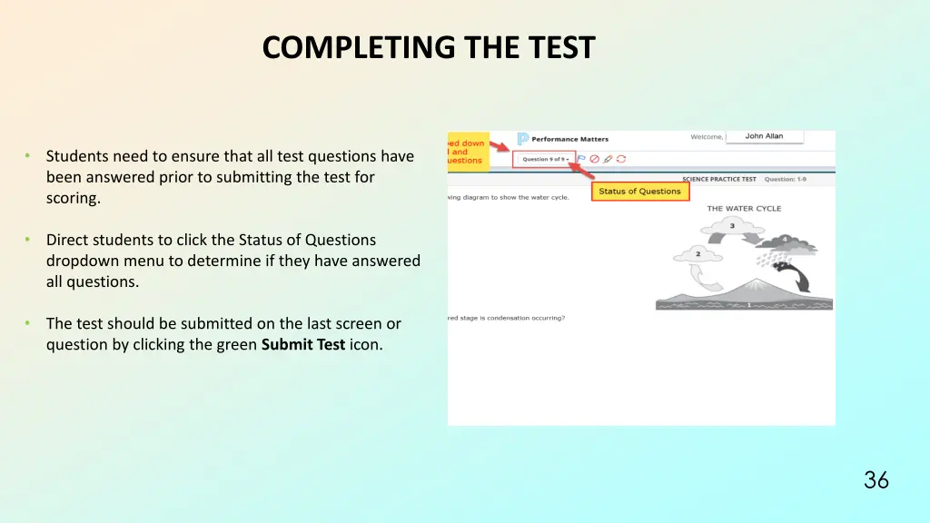 completing the test