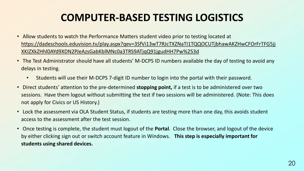computer based testing logistics