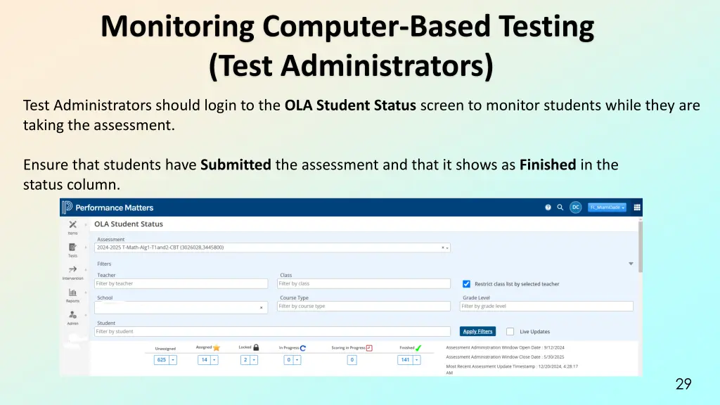 monitoring computer based testing test