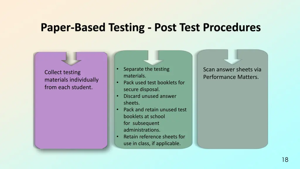 paper based testing post test procedures