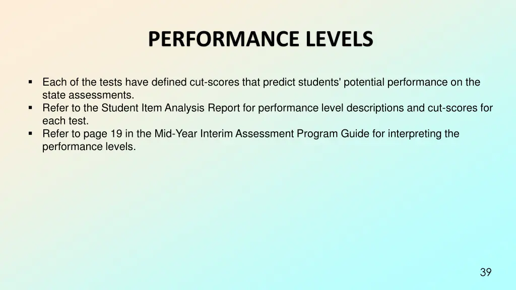 performance levels