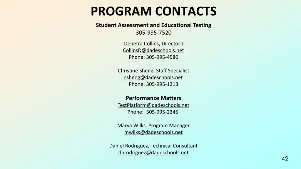 program contacts