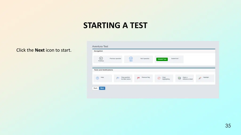starting a test
