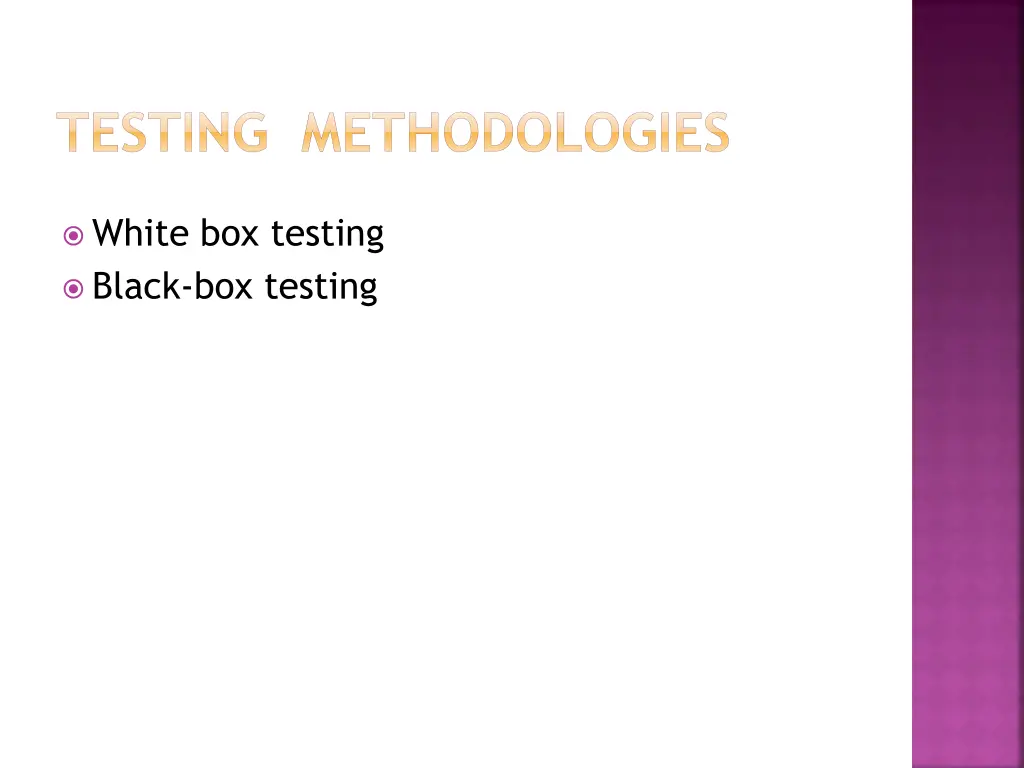 testing methodologies