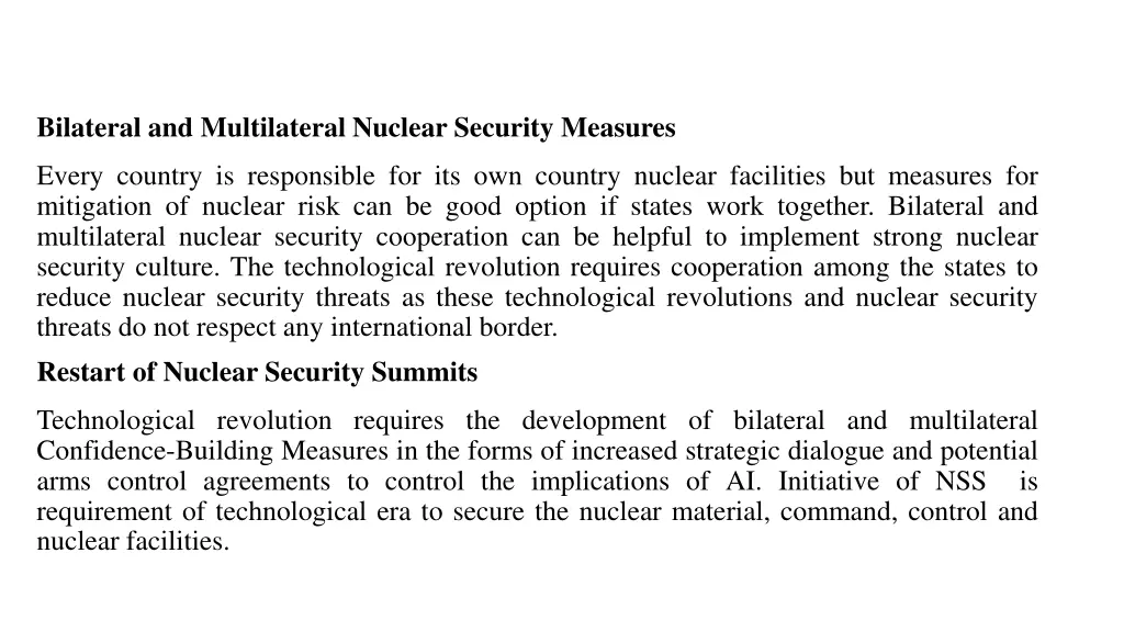 bilateral and multilateral nuclear security