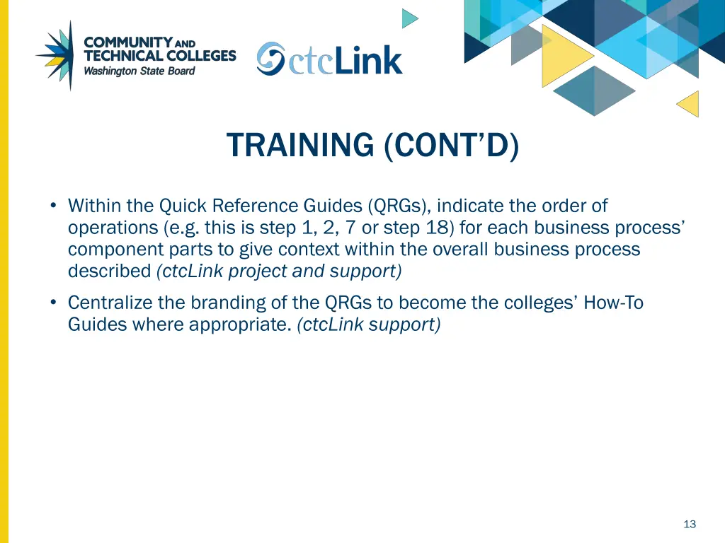 training cont d