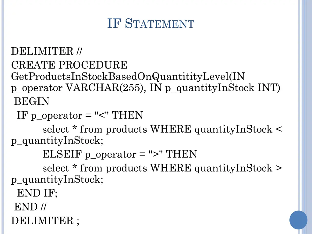 if s tatement