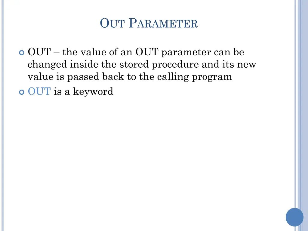 o ut p arameter