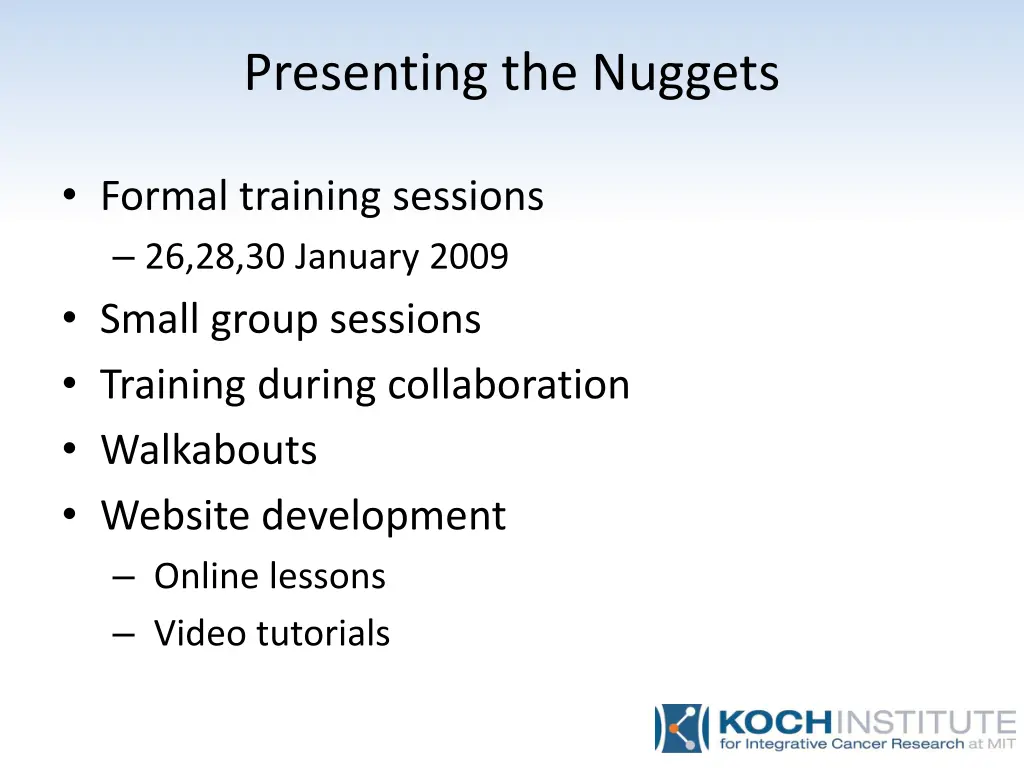 presenting the nuggets
