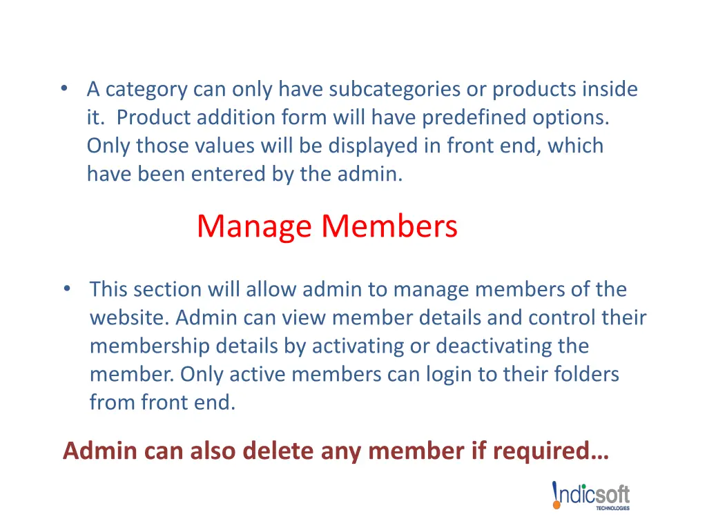 a category can only have subcategories