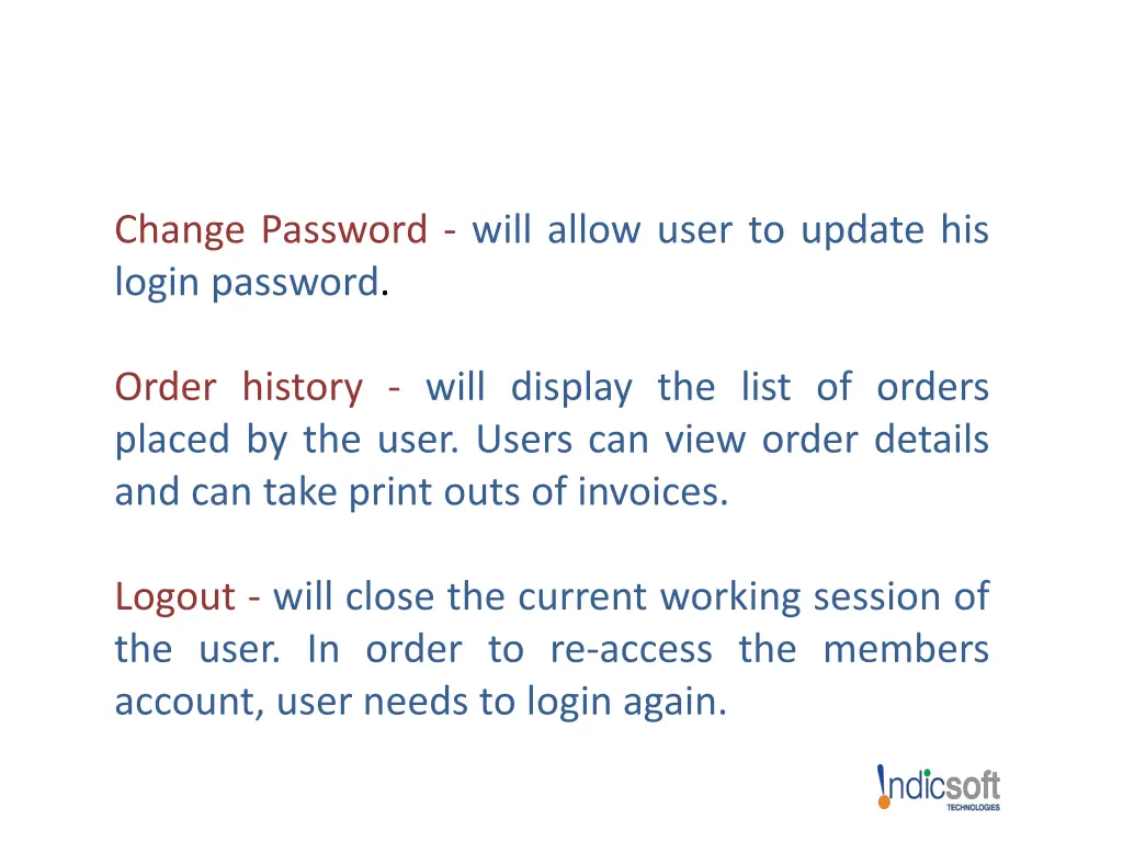 change password will allow user to update