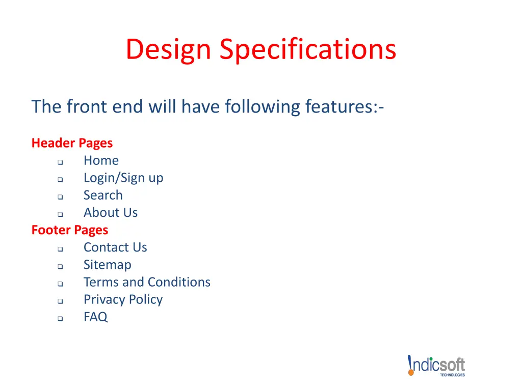 design specifications