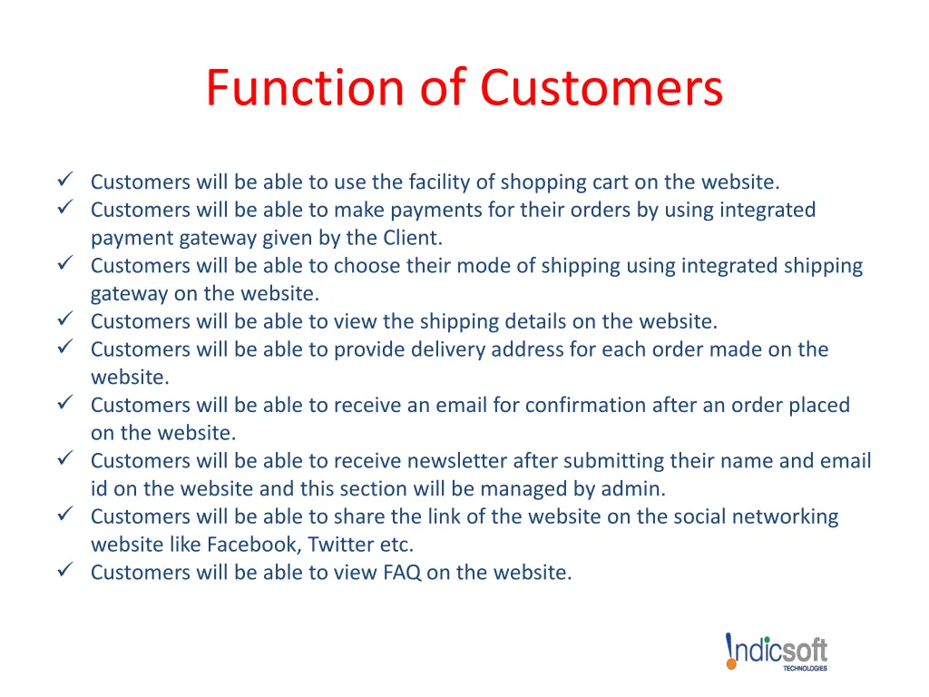 function of customers 1