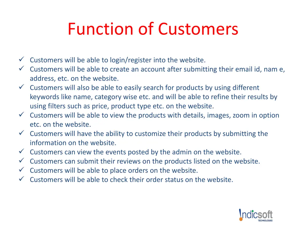 function of customers