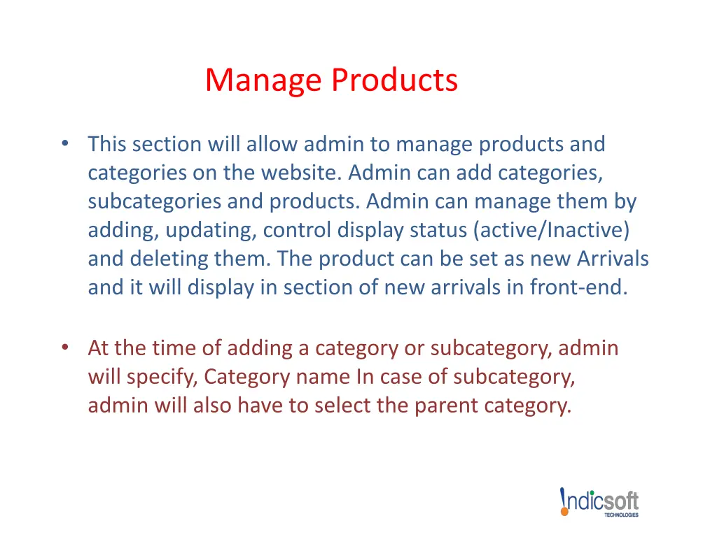 manage products