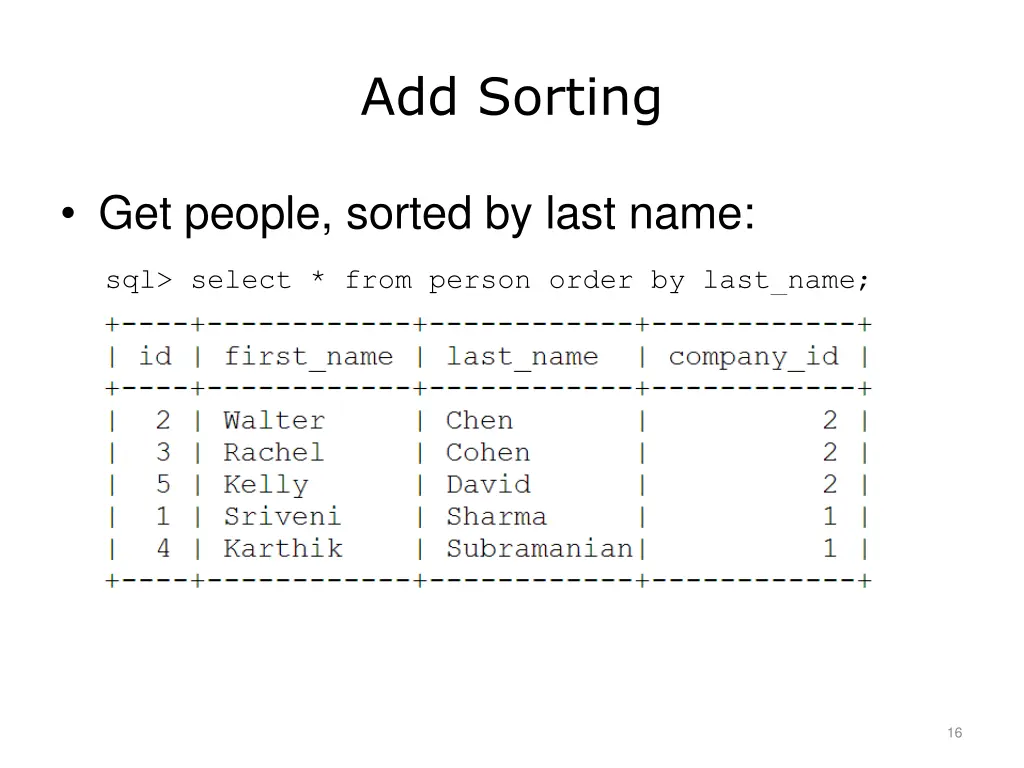 add sorting