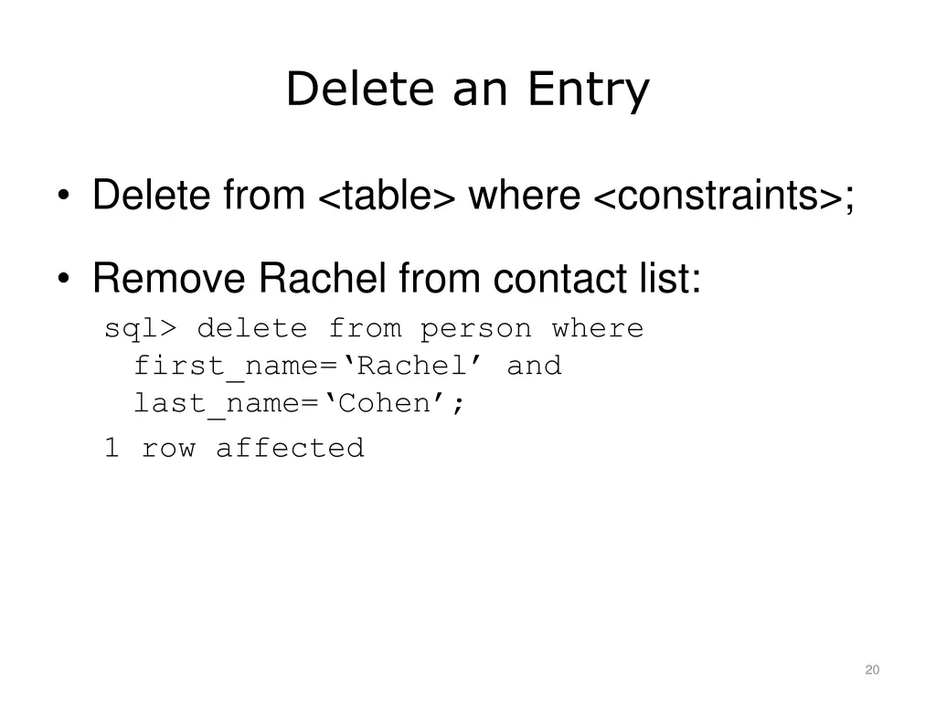delete an entry