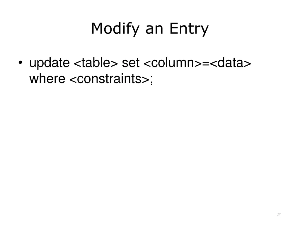 modify an entry