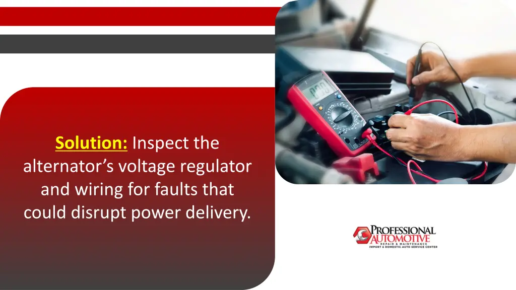 solution inspect the alternator s voltage