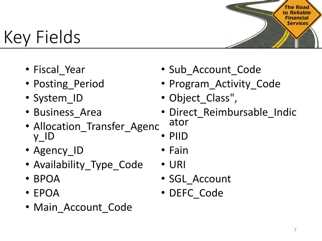 key fields