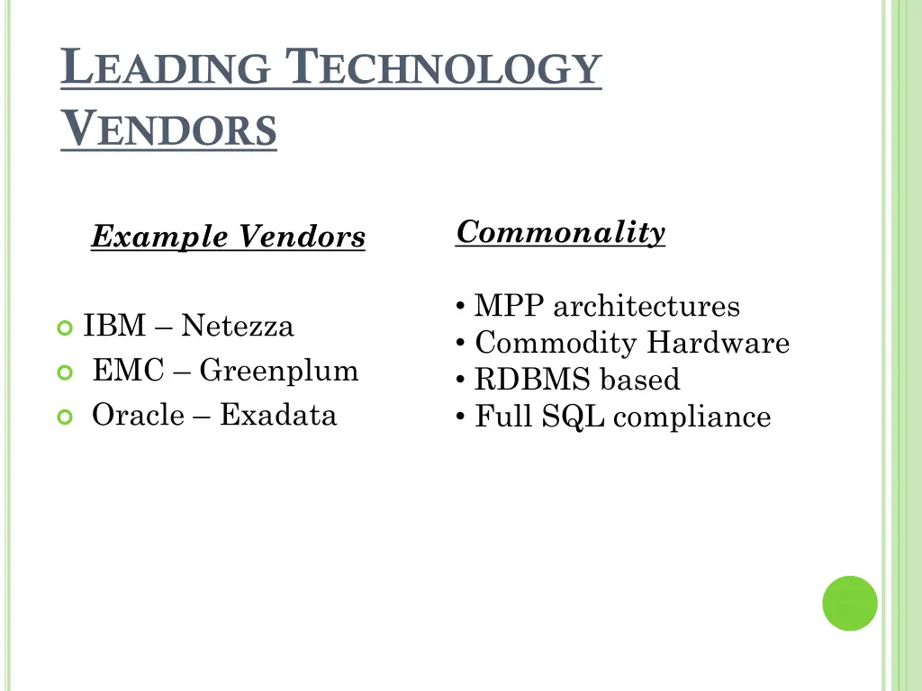 l eading t echnology v endors