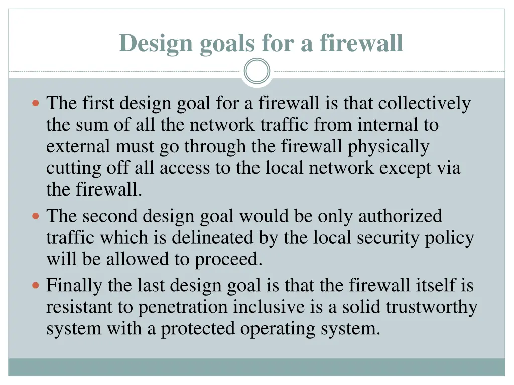 design goals for a firewall