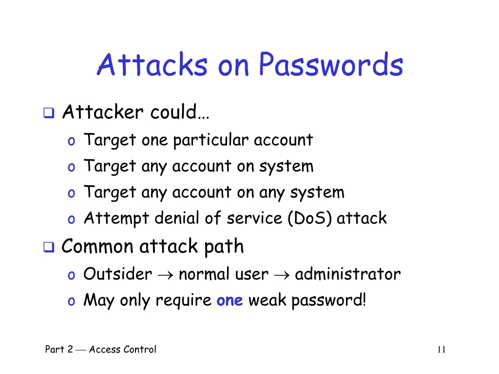 attacks on passwords