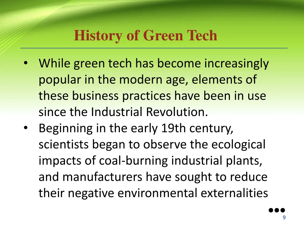 history of green tech