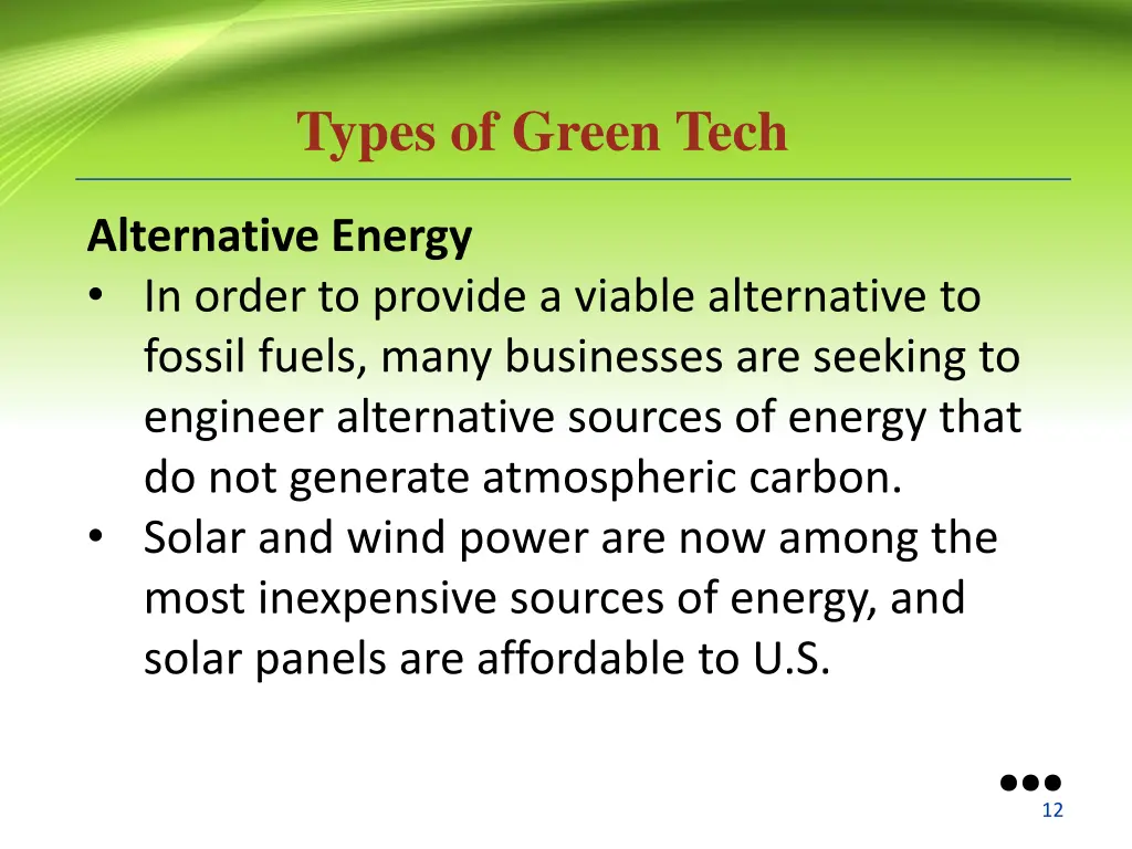 types of green tech